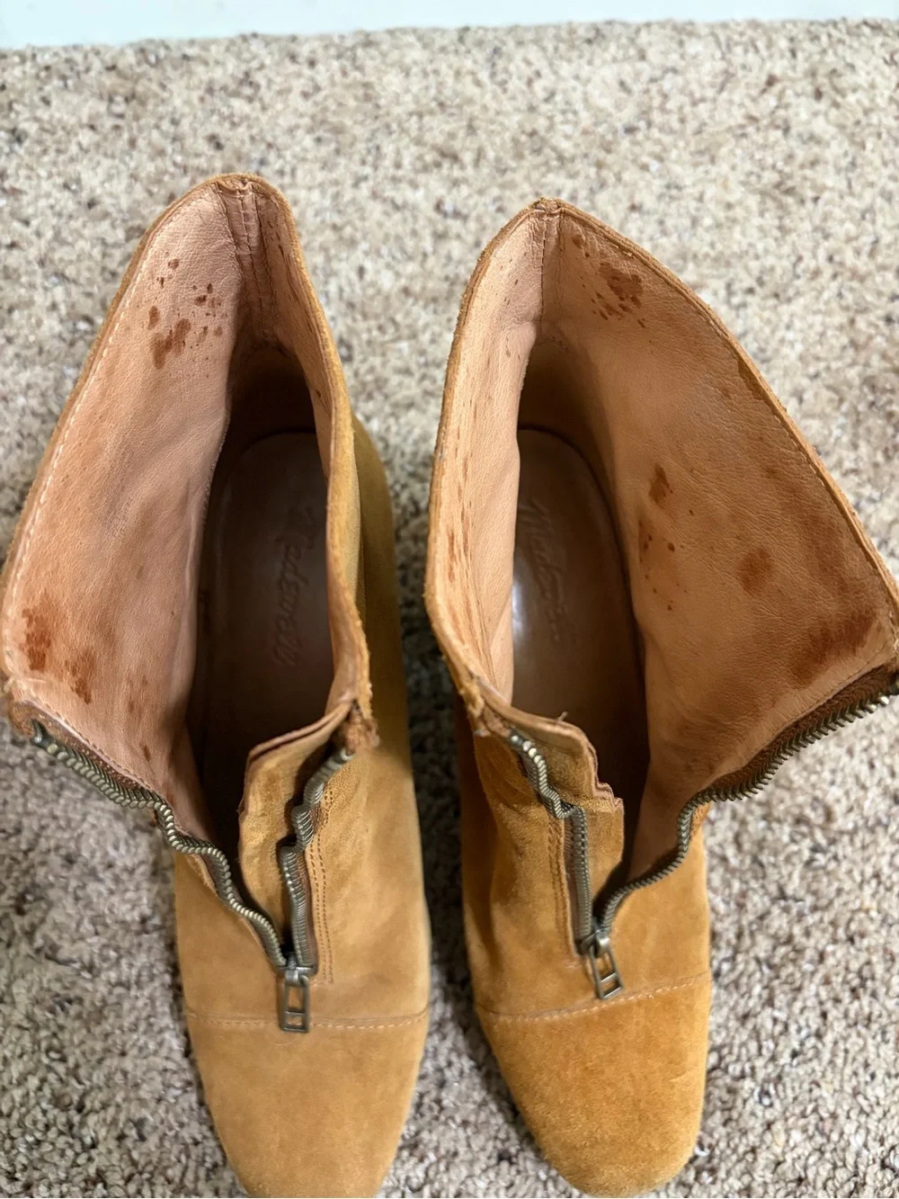 Madewell The Amalia Zip Boot in Suede Heels Equestrian Brown Size 7.5